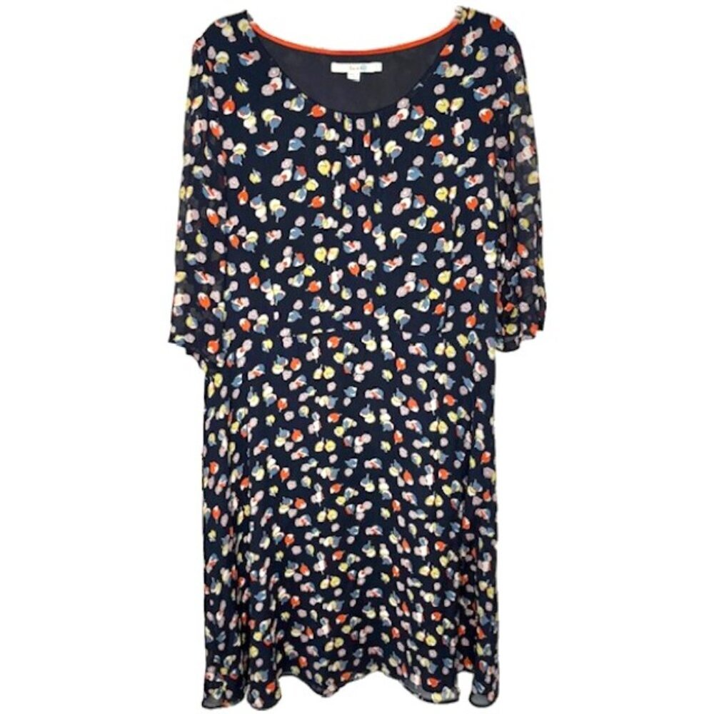 Boden Versatile Scattered Blossoms Georgette Dress  -- Navy/Multi - 16